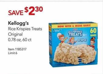 Costco Kellogg's Rice Krispies Treats Original offer