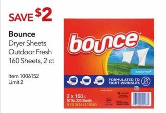 Costco Bounce Dryer Sheets Outdoor Fresh 160 Sheets offer