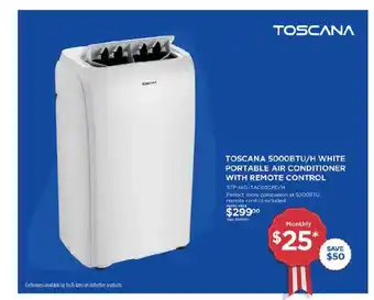 Curacao Toscana 5000Btu-H White Portable Air Conditioner With Remote Control offer