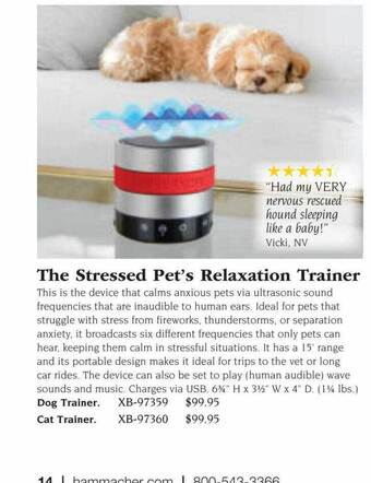 Hammacher Schlemmer The Stressed Pet's Relaxation Trainer offer