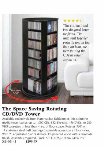 Hammacher Schlemmer The Space Saving Rotating Cd-dvd Tower offer