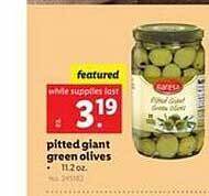Lidl Pitted Giant Green Olives offer