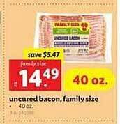 Lidl Uncured Bacon Family Size offer
