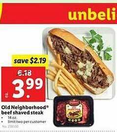 Lidl Old Neighborhood Beef Shaved Steak offer
