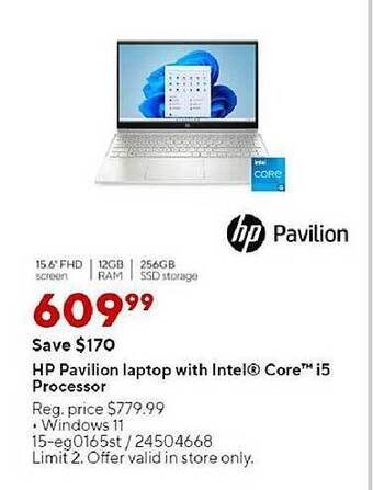 Staples Hp Pavilion Laptop With Intel Core I5 Processor offer