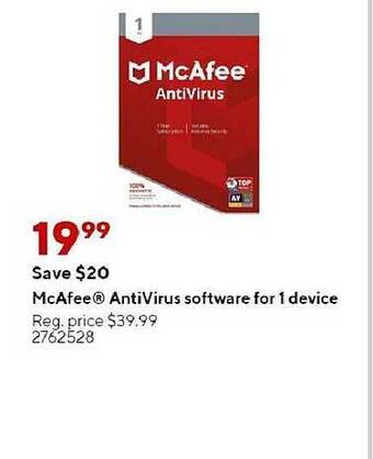 Staples Mcafee Antivirus Software For 1 Device offer