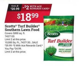 Ace Hardware Scotts Turf Builder Southern Lawn Food offer