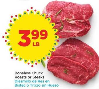 Food 4 Less Boneless Chuck Roasts Or Steaks offer