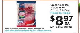 Food 4 Less Great American Tilapia Fillets offer
