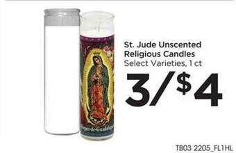 Food 4 Less St. Jude Unscented Religious Candles Select Varieties offer