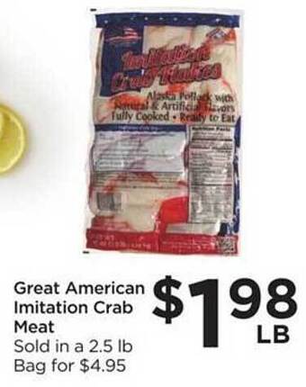 Food 4 Less Great American Imitation Crab Meat offer