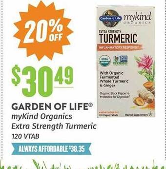 Natural Grocers Garden Of Life Mykind Organics Extra Strength Turmeric offer