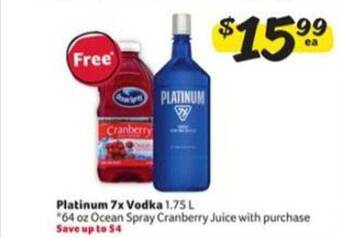 Winn Dixie Platinum 7x Vodka offer