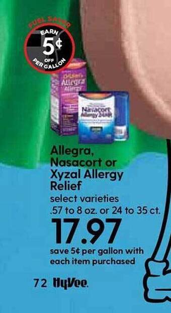 Hy-Vee Allegra Nasacort Or Xyzal Allergy Relief offer