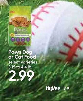 Hy-Vee Paws Dog Or Cat Food offer