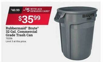 Ace Hardware Rubbermaid Brute 32 Gal. Commercial Grade Trash Can offer