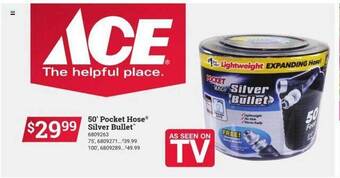 Ace Hardware 50' Pocket Hose Silver Bullet offer