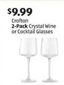 Aldi Crofton 2-pack Crystal Wine Or Cockait Glasses offer