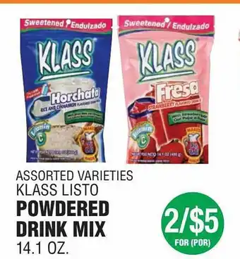 Carnicerias Jimenez Assorted Varieties Klass Listo Powdered Drink Mix offer