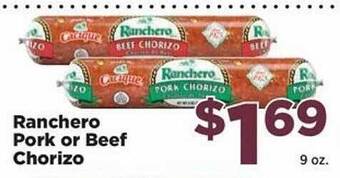 Food Town Store Ranchero Pork Or Beef Chorizo offer