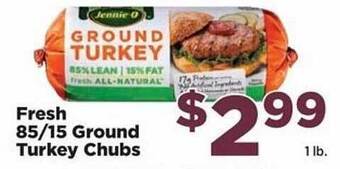 Food Town Store Fresh 85 15 Ground Turkey Chubs offer