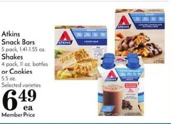 Pavilions Atkins Snack Bars Shakes Or Cookies offer