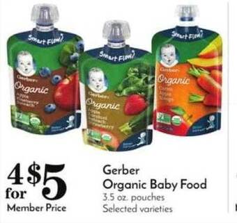 Pavilions Gerber Organic Baby Food offer