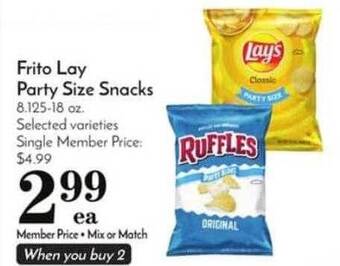 Pavilions Frito Lay Party Size Snacks offer