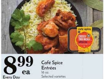 Pavilions Café Spice Entrées offer