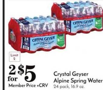 Pavilions Crystal Geyser Alpine Spring Water offer