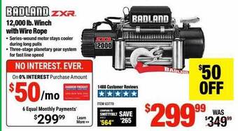 Harbor Freight Tools Badland Zxr 12,000 Lb. Winch With Wire Rope offer