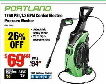 Harbor Freight Tools Portland 1750 Psi, 1.3 Gpm Corded Electric Pressure Washer offer