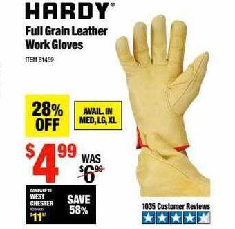 Harbor Freight Tools Hardy Full Grain Leather Work Gloves offer