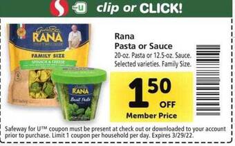 Safeway Rana Pasta Or Sauce offer