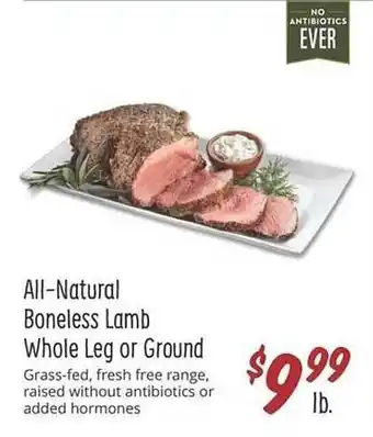 Stater Bros All-natural Boneless Lamb Whole Leg Or Ground offer