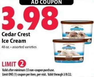 Festival Foods Cedar Crest Ice Cream offer