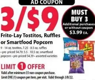 Festival Foods Frito-Lay Tostitos, Ruffles Or Smartfood Popcorn offer