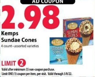 Festival Foods Kemps Sundae Cones offer