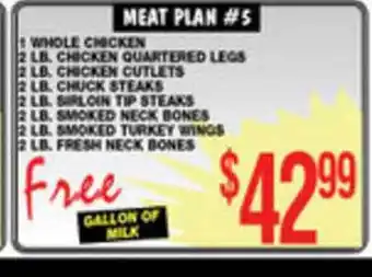 Associated 1 Whole Chicken, 2 LB, Chicken Quartered Legs , 2 LB, Chicken Cutlets, 2 LB, Chuck Steaks, 2 LB, Sirloin Tip Steaks, 2 LB, Sm offer