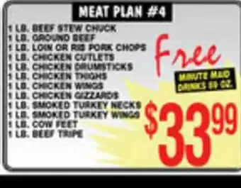 Associated 1 LB, Beef Stew Stew Chuck , 1 LB, Ground Beef , 1 LB, Loin Or Rib Pork Chops, 1 LB, Chicken Cutlets, 1 LB, Chicken Drumstick offer