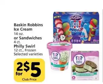 Vons Baskin Robbins Ice Cream Or Sandwiches , Philly Swirl offer