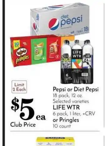 Pavilions Pepsi Or Diet Pepsi , Life Wtr offer