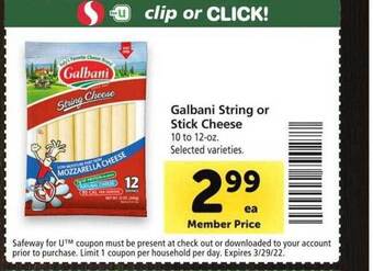 Safeway Galbani String Or Stick Cheese offer
