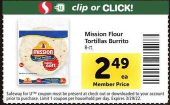 Safeway Mission Flour Tortillas Burrito offer