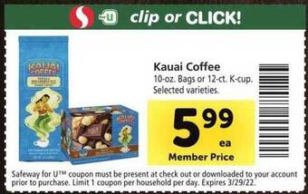 Safeway Kauai Coffee offer