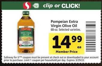 Safeway Pompeian Extra Virgin Olive Oil offer