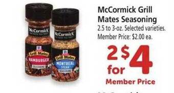 Safeway Mccormick Grill Mates Seasoning offer
