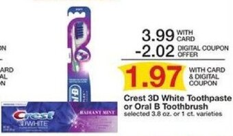Mariano's Crest 3D White Toothpaste Or Oral B Toothbrush offer