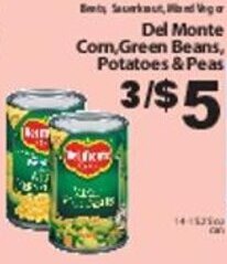 Fine Fare Del Monte Corn, Green Beans, Potatoes & Peas offer