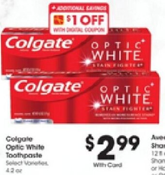 Kroger Colgate Optic White Toothpaste offer